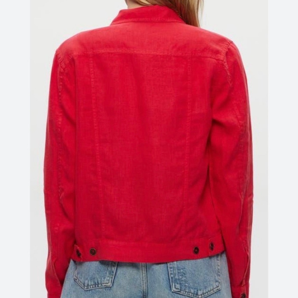 Michael Stars Red Linen Button Down Jean Jacket Small NWT - Picture 7 of 10